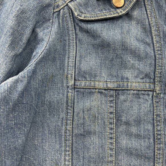 70S VINTAGE WRANGLER JEAN JACKET MENS LARGE BLUE DENIM WESTERN WORKWEAR - Picture 7 of 12